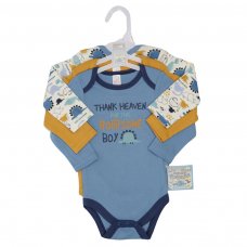 CC212-BS: Boys 3 Pack Long Sleeved Bodysuits (0-6 Months)